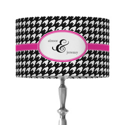 Houndstooth w/Pink Accent 12" Drum Lamp Shade - Fabric (Personalized)