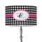 Houndstooth w/Pink Accent 12" Drum Lampshade - ON STAND (Poly Film)