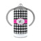 Houndstooth w/Pink Accent 12 oz Stainless Steel Sippy Cups - FRONT