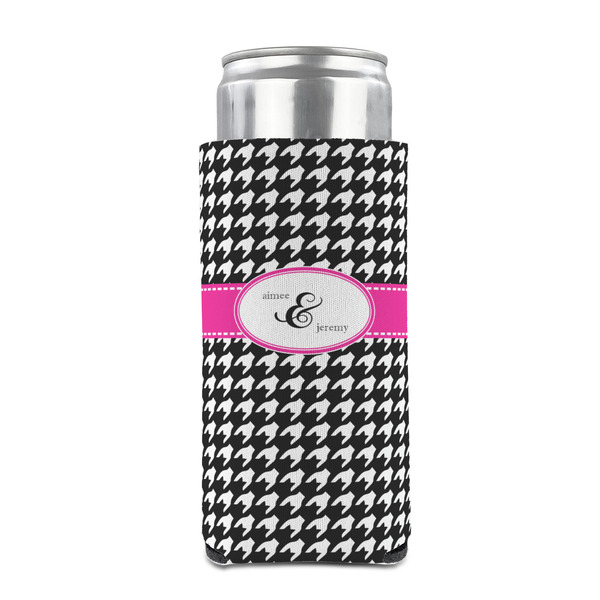 Houndstooth w/Pink Accent 12oz Tall Can Sleeve - FRONT (on can)
