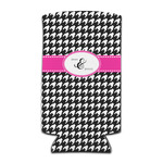 Houndstooth w/Pink Accent Can Cooler (tall 12 oz) (Personalized)