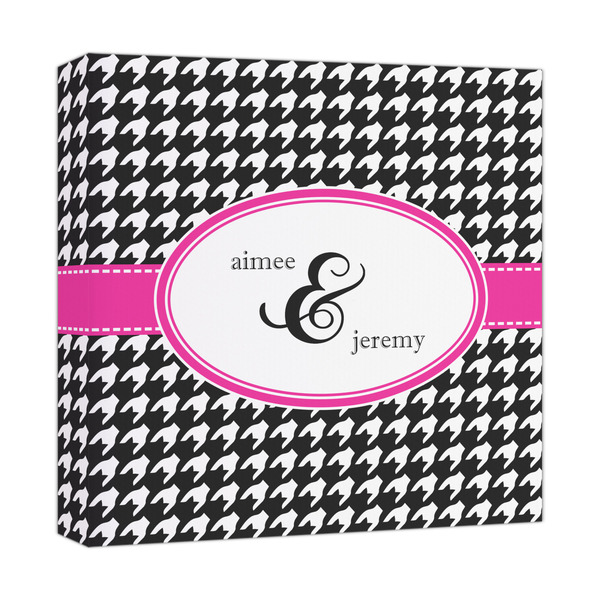 Custom Houndstooth w/Pink Accent Canvas Print - 12x12 (Personalized)