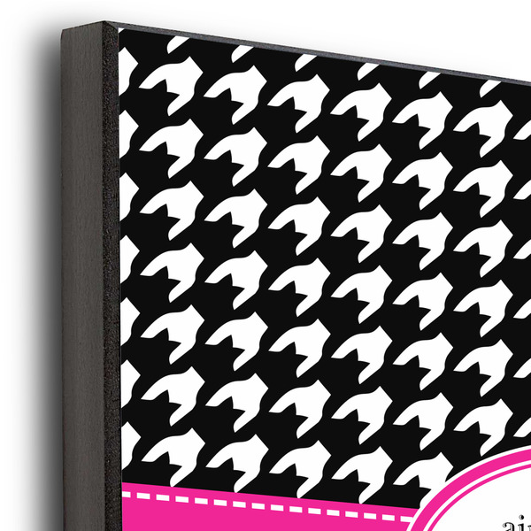 Houndstooth w/Pink Accent 12x12 Wood Print - Closeup