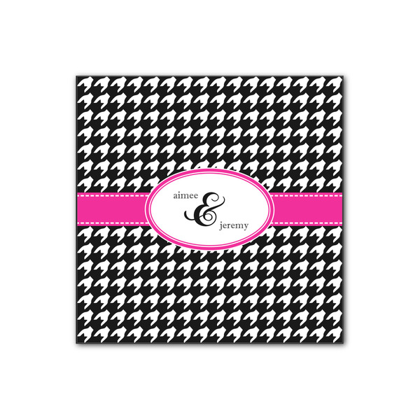 Custom Houndstooth w/Pink Accent Wood Print - 12x12 (Personalized)