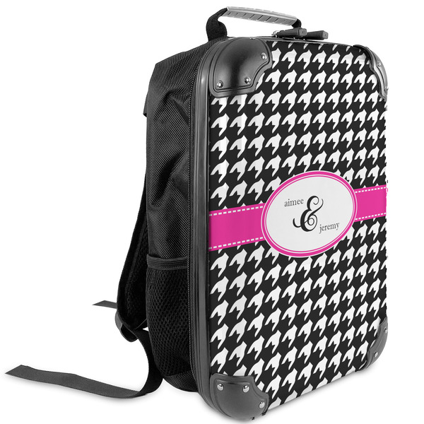 Custom Houndstooth w/Pink Accent Kids Hard Shell Backpack (Personalized)