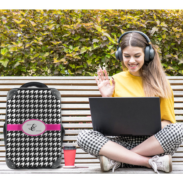 Houndstooth w/Pink Accent 15" Backpack - LIFESTYLE