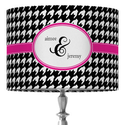 Houndstooth w/Pink Accent 16" Drum Lamp Shade - Fabric (Personalized)