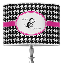Houndstooth w/Pink Accent 16" Drum Lamp Shade - Poly-film (Personalized)