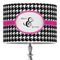Houndstooth w/Pink Accent 16" Drum Lampshade - ON STAND (Poly Film)