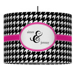 Houndstooth w/Pink Accent 16" Drum Pendant Lamp - Fabric (Personalized)