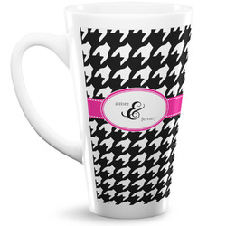 Houndstooth w/Pink Accent Latte Mug (Personalized)