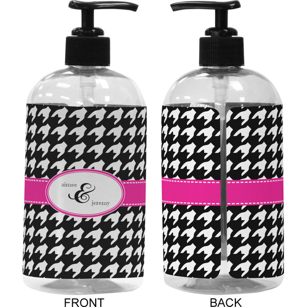 Houndstooth w/Pink Accent 16 oz Plastic Liquid Dispenser (Approval)