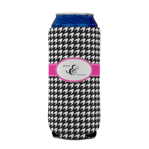 Houndstooth w/Pink Accent 16oz Can Sleeve - FRONT (on can)