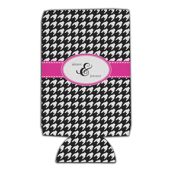 Houndstooth w/Pink Accent 16oz Can Sleeve - Set of 4 - FRONT