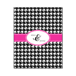 Houndstooth w/Pink Accent Wood Print - 16x20 (Personalized)