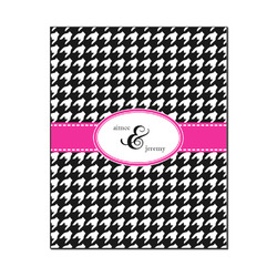 Houndstooth w/Pink Accent Wood Print - 16x20 (Personalized)