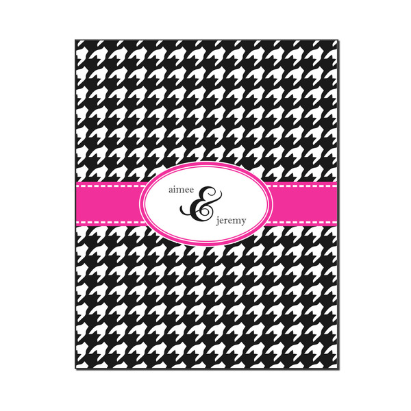 Custom Houndstooth w/Pink Accent Wood Print - 16x20 (Personalized)