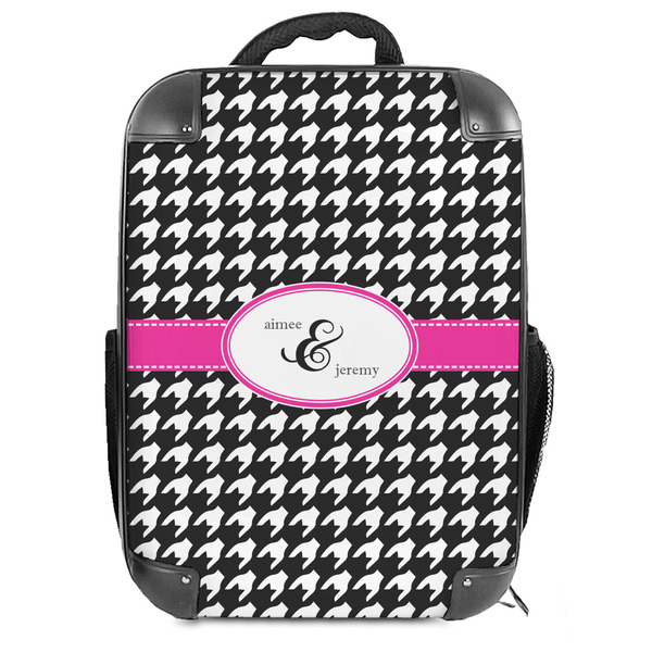 Custom Houndstooth w/Pink Accent Hard Shell Backpack (Personalized)