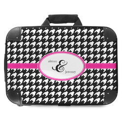 Houndstooth w/Pink Accent Hard Shell Briefcase - 18" (Personalized)
