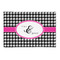 Houndstooth w/Pink Accent 2'x3' Patio Rug - Front/Main