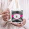 Houndstooth w/Pink Accent 20oz Coffee Mug - LIFESTYLE
