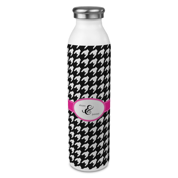 Custom Houndstooth w/Pink Accent 20oz Stainless Steel Water Bottle - Full Print (Personalized)