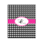 Houndstooth w/Pink Accent Wood Print - 20x24 (Personalized)