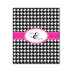 Houndstooth w/Pink Accent Wood Print - 20x24 (Personalized)
