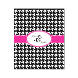 Houndstooth w/Pink Accent Wood Print - 20x24 (Personalized)