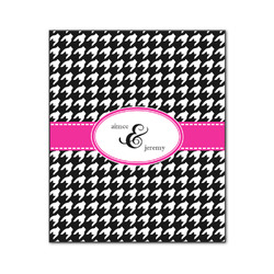 Houndstooth w/Pink Accent Wood Print - 20x24 (Personalized)