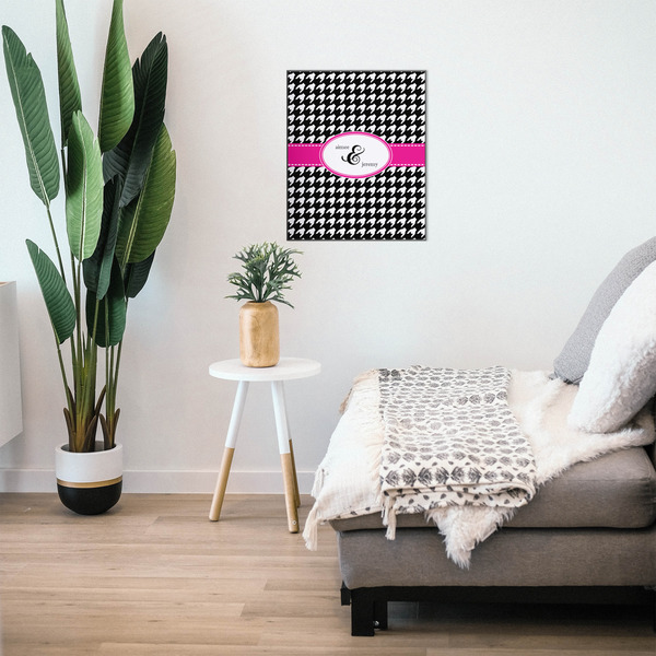Houndstooth w/Pink Accent 20x24 Wood Print - In Context