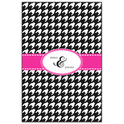 Houndstooth w/Pink Accent Wood Print - 20x30 (Personalized)