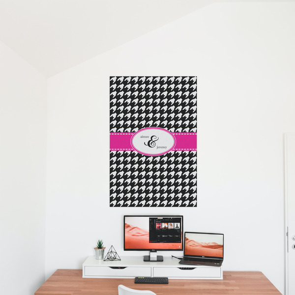 Houndstooth w/Pink Accent 24x36 - Matte Poster - On the Wall