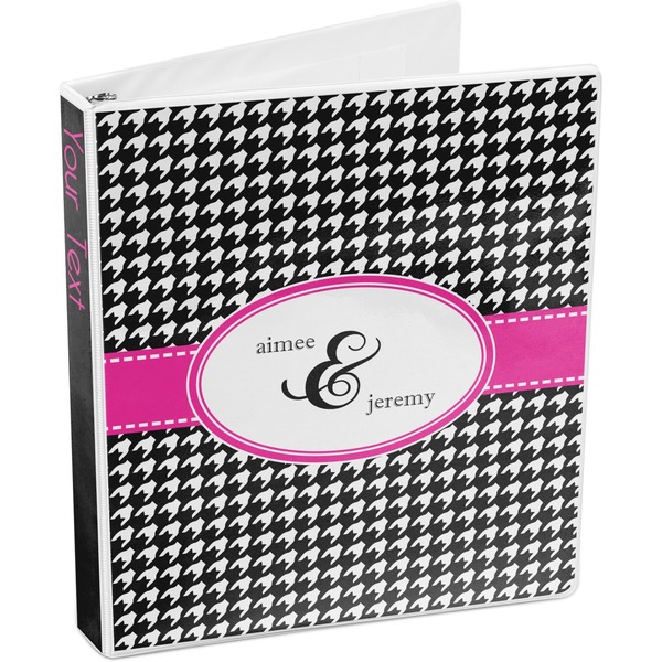 Houndstooth w/Pink Accent 3-Ring Binder 3/4 - Main