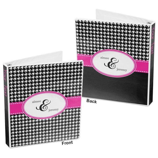 Houndstooth w/Pink Accent 3-Ring Binder Front and Back