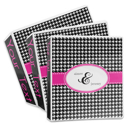 Houndstooth w/Pink Accent 3-Ring Binder (Personalized)