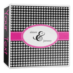 Houndstooth w/Pink Accent 3-Ring Binder - 2 inch (Personalized)