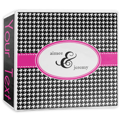 Houndstooth w/Pink Accent 3-Ring Binder - 3 inch (Personalized)