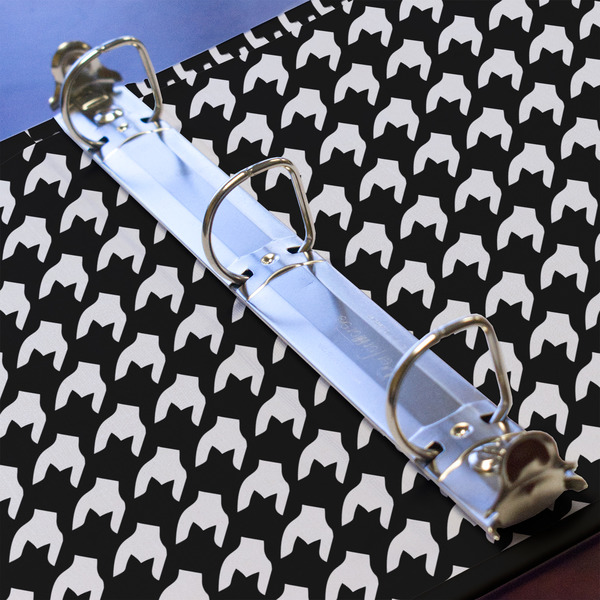 Houndstooth w/Pink Accent 3 Ring Binders - Full Wrap - 1" - DETAIL