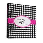 Houndstooth w/Pink Accent 3 Ring Binder - Full Wrap - 1" (Personalized)