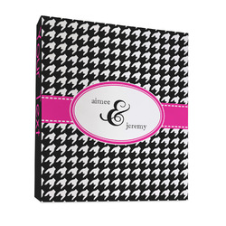 Houndstooth w/Pink Accent 3 Ring Binder - Full Wrap - 1" (Personalized)
