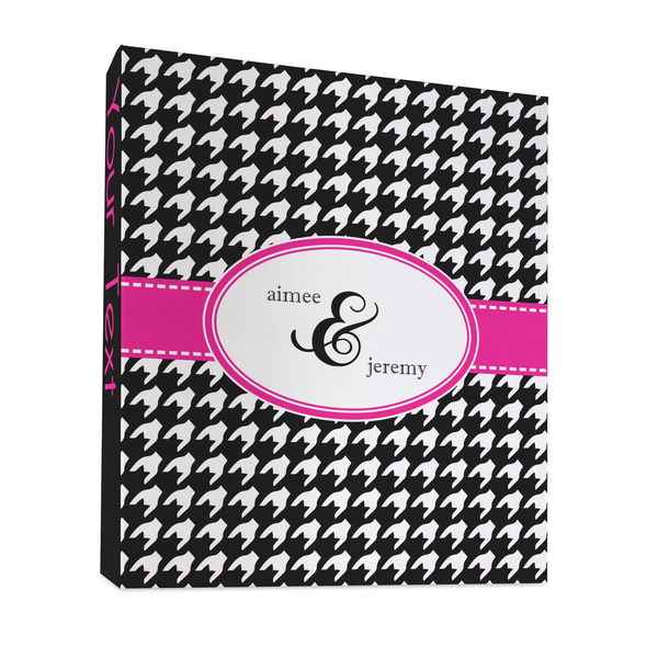 Custom Houndstooth w/Pink Accent 3 Ring Binder - Full Wrap - 1" (Personalized)