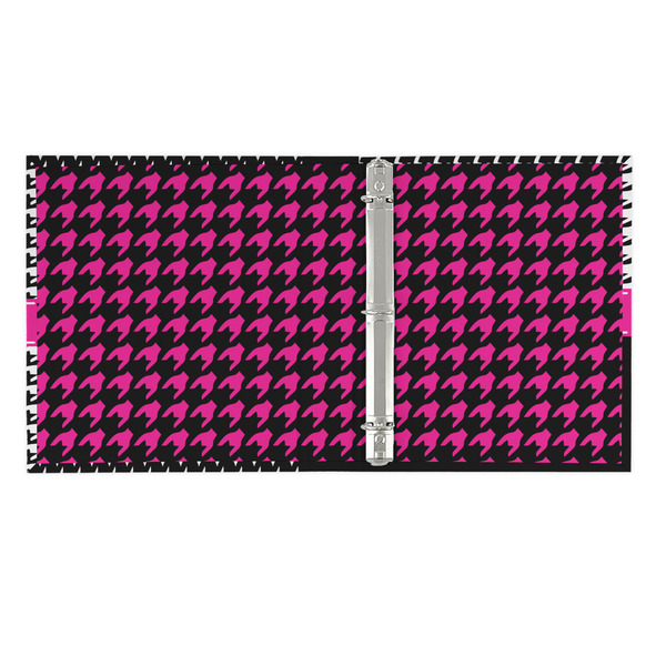 Houndstooth w/Pink Accent 3 Ring Binders - Full Wrap - 1" - OPEN INSIDE