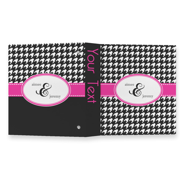 Houndstooth w/Pink Accent 3 Ring Binders - Full Wrap - 1" - OPEN OUTSIDE