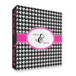 Houndstooth w/Pink Accent 3 Ring Binder - Full Wrap - 2" (Personalized)