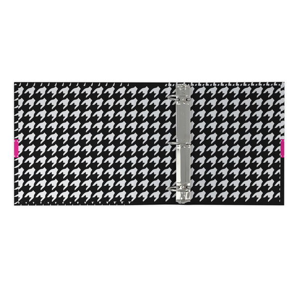 Houndstooth w/Pink Accent 3 Ring Binders - Full Wrap - 2" - OPEN INSIDE