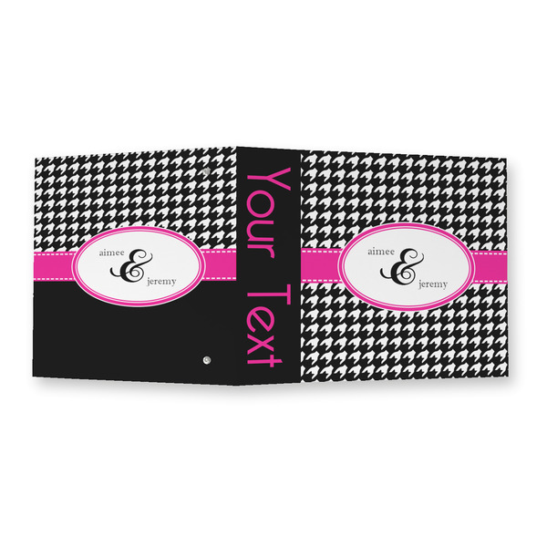 Houndstooth w/Pink Accent 3 Ring Binders - Full Wrap - 2" - OPEN OUTSIDE