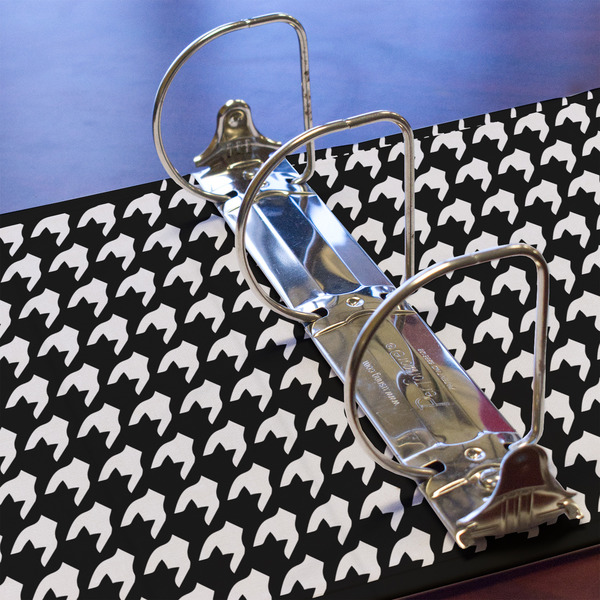 Houndstooth w/Pink Accent 3 Ring Binders - Full Wrap - 3" - DETAIL