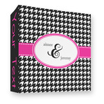 Houndstooth w/Pink Accent 3 Ring Binder - Full Wrap - 3" (Personalized)