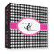 Houndstooth w/Pink Accent 3 Ring Binders - Full Wrap - 3" - FRONT